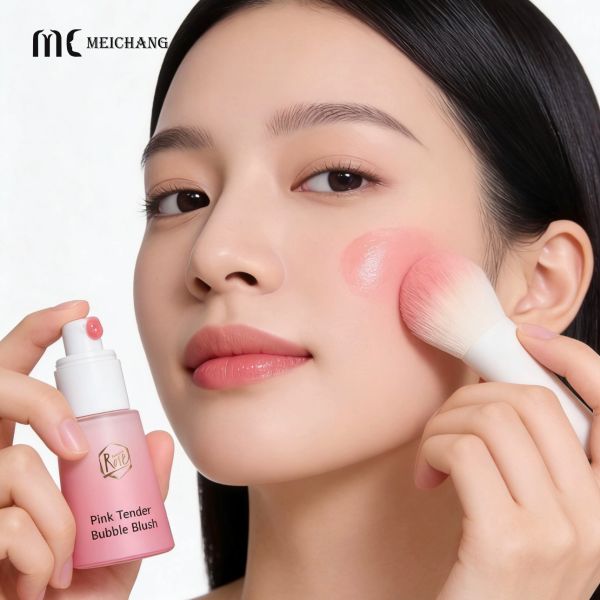 30ml 2-in-1 Pump & Brush Glass Cosmetic Bottle for Precision Dosage Control in Lip & Cheek Makeup