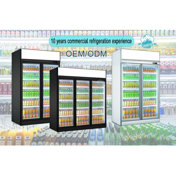 Supermarket Display Refrigerators Double Glass Door Beer Fridge Upright Drink Beverage Cooler
