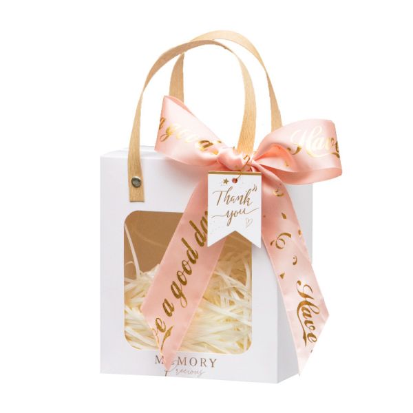 Precious Window Gift Bag Premium White Gold Presentation Square Clear Window Reinforced Handles