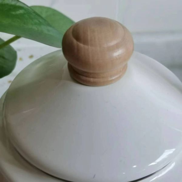 Flower Theme Enamel Tea Kettle On Steel With Wood Handle And 201 Stainless Steel Rim