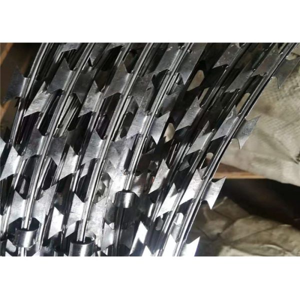 Razor Blade Fencing Spiral Razor Wire Military Barbed Tape Concertina Roll