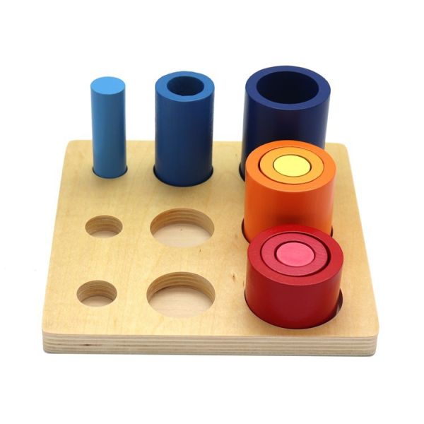 Wooden Early Education Thinking Round Block Develop Children Intelligence Baby Coordination Square Assembled Toy