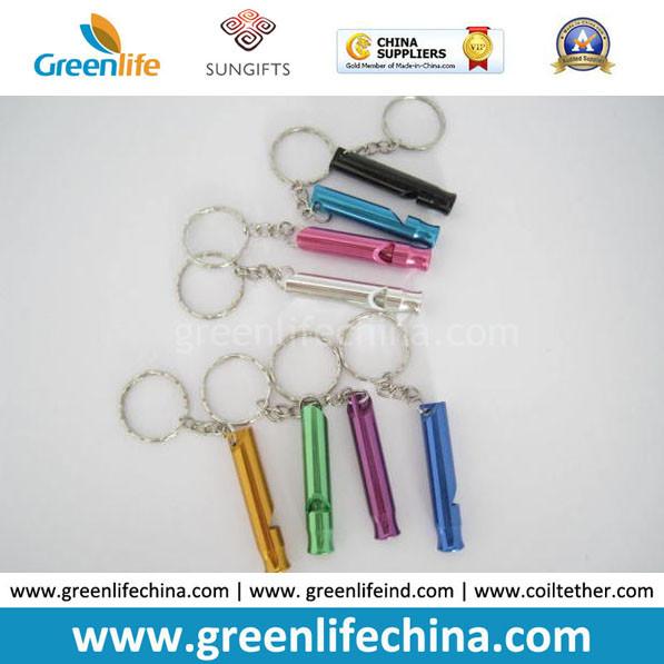 Promotional Metal Stick Whistle in Different Colors W/Split Ring Keychains