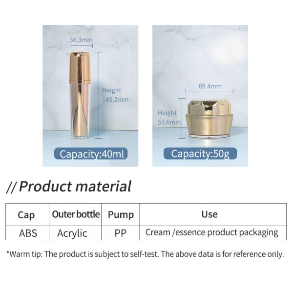Acrylic Plastic Bottle 40ml / 100ml Lotion Bottles Empty For Luxury Skincare Cosmetic Packaging