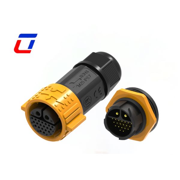 M25 2+20 Pin Circular Push Pull Connectors 300V Plug And Socket Cable Connector