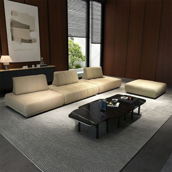 Modern Minimalist Leather Italian Sofa Luxury Set Black Corner Couch Sofa Living Room Furniture High Quality Design