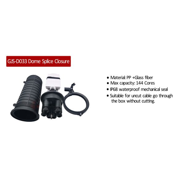 Outdoor IP68 96 144 Cores Fiber Optic Splice Closure Dome Mechanical PP Uncut Ports Enclosure