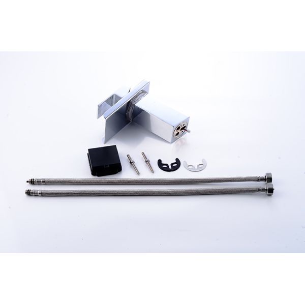 Waterfall Basin Mixer Faucet with Ceramic Valve Core Single Hole and Temperature Sensitive LED Light