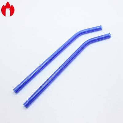 8*200mm Blue Color Borosilicate Glass Straw For Drinking