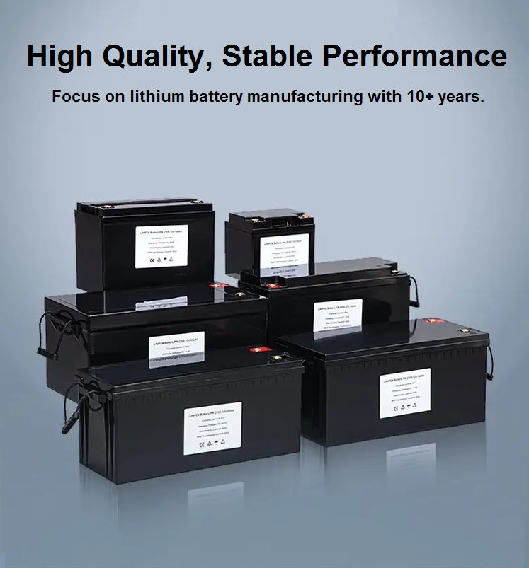 12v Lithium Iron Phosphate Battery Packs 100ah 150ah 200ah 250ah with BMS for RV Electric Scooter Motorcycle Boat