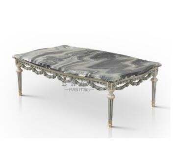 Italian Style Classic Carved Wood Marble Coffee Center Table Living Room Furniture For Sale