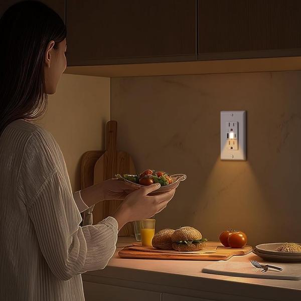 Home 15A Night Light USB Outlet 60Hz Wall USB Sockets With Type C Night Light Illumination