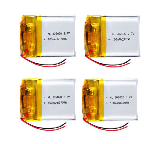 302020 3.7V100mAh Lithium Polymer Battery Rechargeable Lipo Cell for Bluetooth Earphone, Smart Watch, and Small Electronics