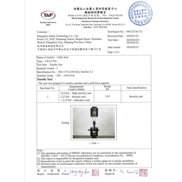 US-CC301 ISO Security Cargo Cable Tie Seal With 5.67KN High Durability