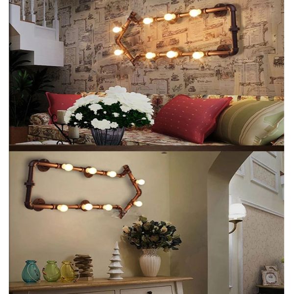 Metal Water Pipe Filament Bulb Wall Lights  50/60 Hz For Restaurant Bedroom