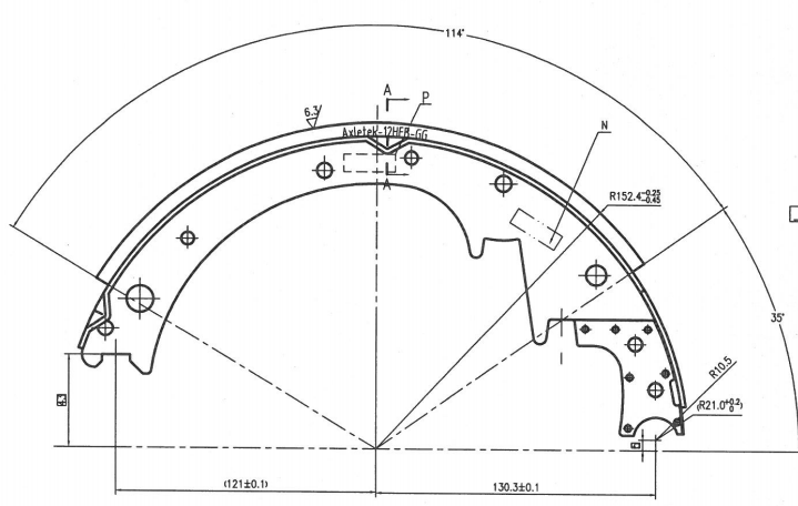 IATF16949 12*2 reboque Axle Brake Shoes For Toyota Corolla de 7000 libras