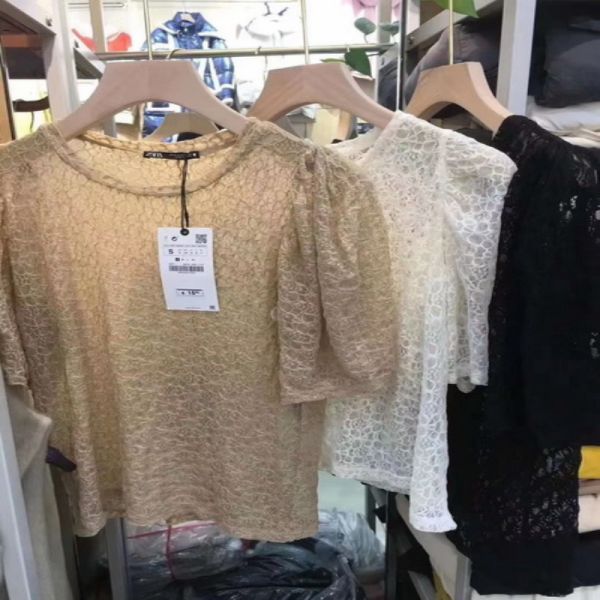 ZARA,Lady'S Top Thin Lace Sexy Short Sleeves It'S Cool In Summer 3 Colors Daily Casual