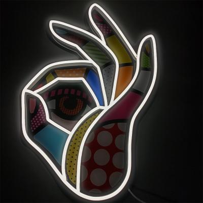 Wall Decor Art Handmade Neon Sign UV Printing Okay Hand Gesture Ok Finger Neon Sign