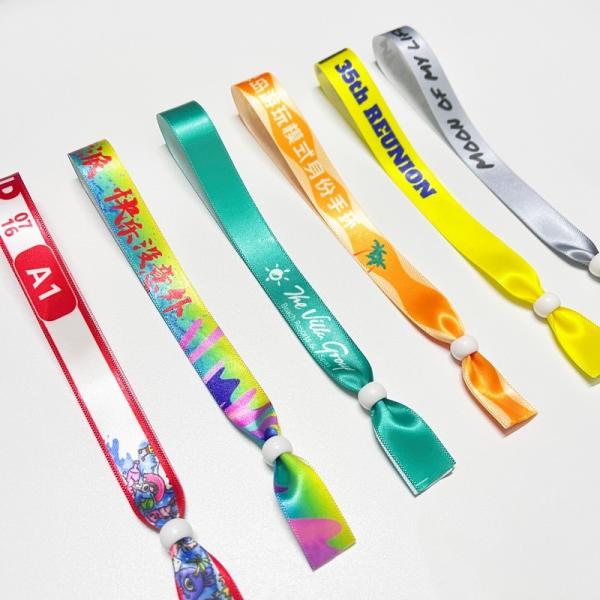 Customization Logo Polyester Woven Cloth Wristbands Concert Promotion Events Gift Adjustable Length