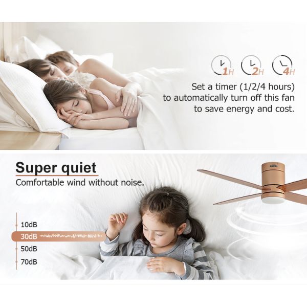 52 polegadas MDF Blades Ventilador de teto para teto baixo Dimmable LED e Dimmer de suporte Sim