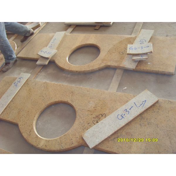 Yellow Beige Honed Granite Countertops , Granite Stone Kitchen Countertops