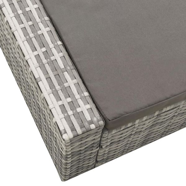 2022 New Design Patio Garden Outdoor Furniture Backrest Adjustable Poly Rattan Double Sun Lounger Sun Bed Daybed