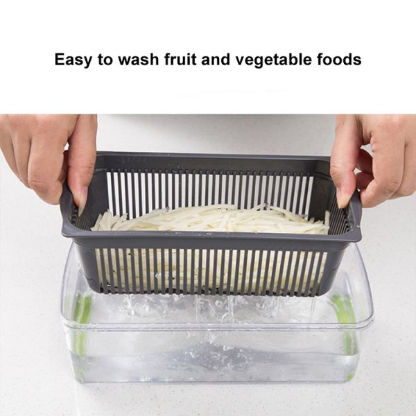 Metal Vegetable Chopper Onion Cutter Multifunctional Slicer Grater With Colander Basket