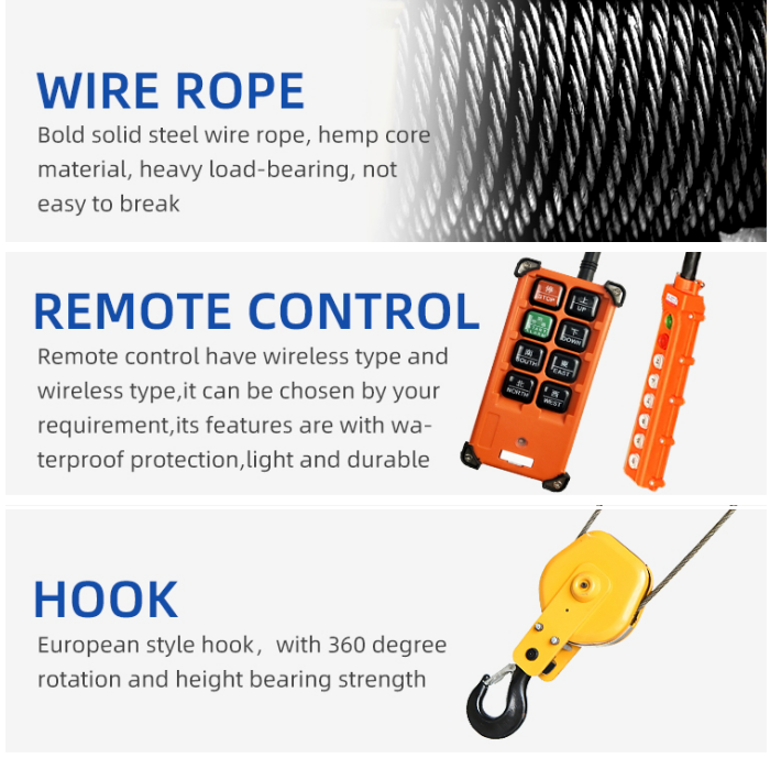 3PH Wire Rope Electric Hoist Single Speed CD1 Electric Hoist For Workshop