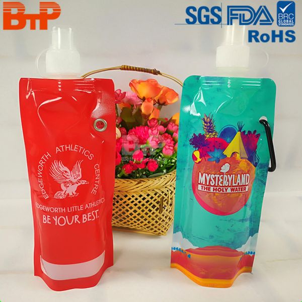 Customized Printed Stand Up Spout Pouch 500ml Juice Packaging Bag Folded the kettle. Mountaineering water bag