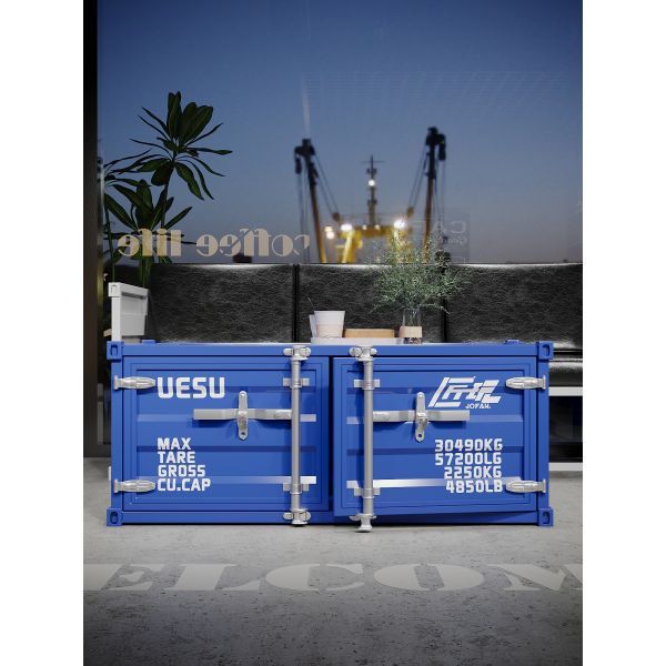 Industrial Oil Drum Table Customized Iron Tea Table Blue For Living Rooms, Gyms