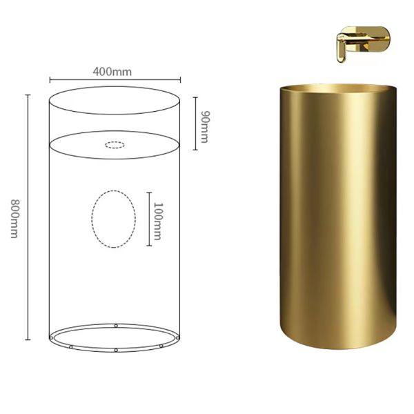 Luxury Metal Sink Pedestal , Freestanding Pedestal Basin Stainless Steel 304 Material