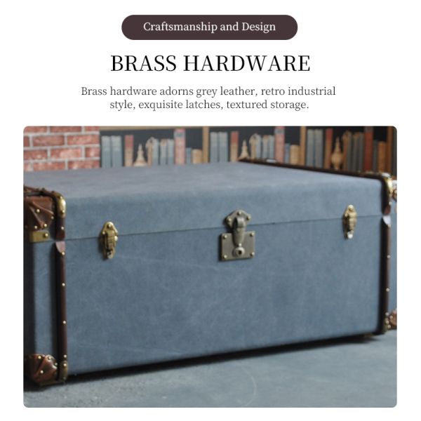 Nidea #8605 American Retro Style Leather Coffee Table Storage Cabinet Personalized Home Furniture Living Room Villa Restaurant