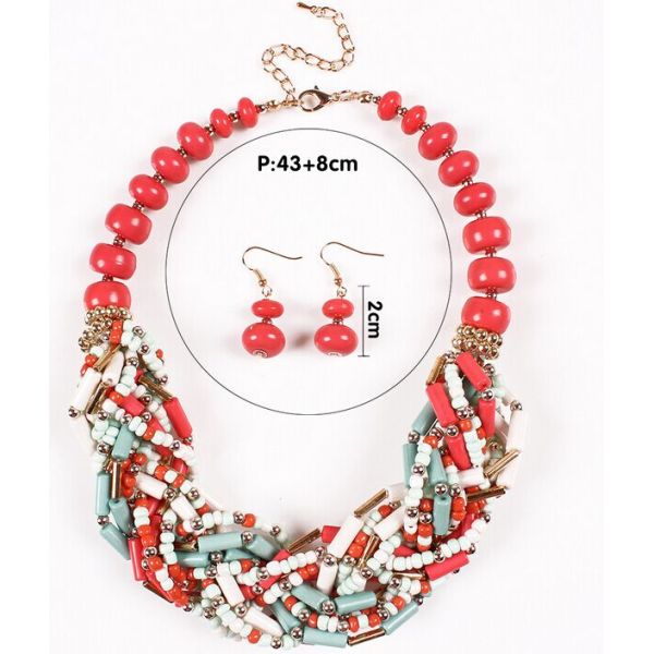 European and American fashion exaggerated bohemian retro twist woven beads earrings