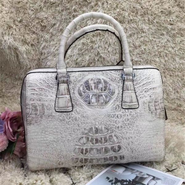 Genuine Real Alligator Skin Women Boston Purse Lady Handbag Exotic Authentic Crocodile Leather Female Cross Shoulder Bag