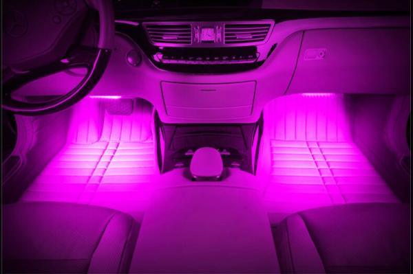Phone Control Flexible RGB LED Interior Footwell Lights Strips Car LED DRL Atmosphere Lamps interior light strip