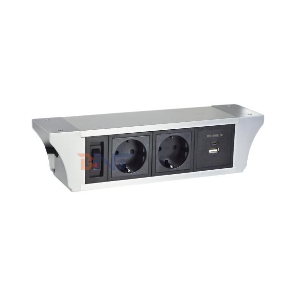 Flexible EU Installed Under Tables/Chairs/Sofa Edge Power Strip Hanging Electric Extension Sockets With USB Port