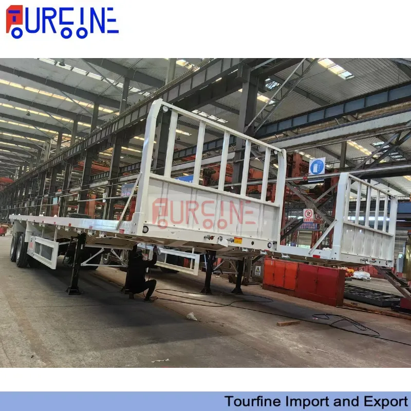 Interlink Or Super Link Flatbed Semi Trailer 2 Axle 40 Ft Shipping Container Trailer With Lock