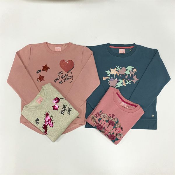 Custom Girls Pullover Fleece Sweatshirt with Rubber Printing and Print Pattern