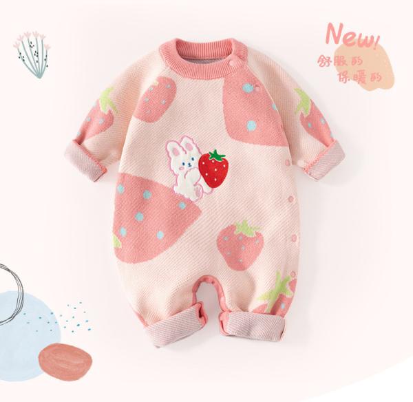 Wholesale Newborn Baby Knit Pure Cotton Romper Infant Sweaters Onesie Children's Long Sleeve Bodysuit for Autumn Winter