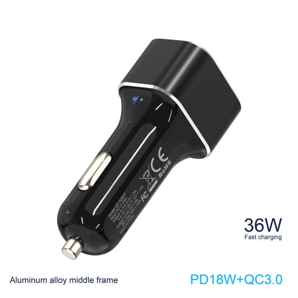Mobile Phone Charger Adapter Aluminium Alloy PD18W QC3.0 Dual Ports Fast Power Transfer
