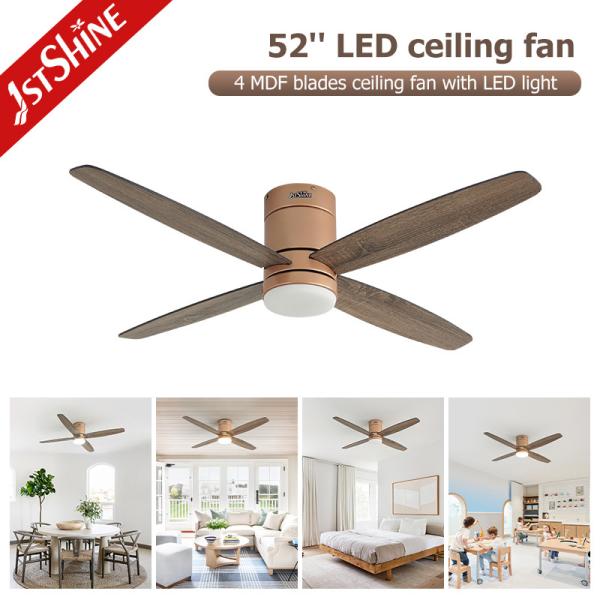 Low Profile 4 MDF Blades LED Ceiling Fan com controle inteligente e CCT 3000K/4500K/6000K