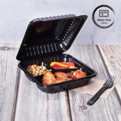 PP Biodegradable Hinged Disposable Bento Box Containers Microwave Safe Disposable Meal Prep Containers