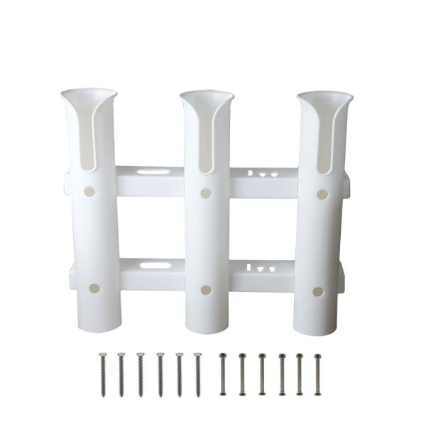 plastic white 3 pole fishing rod holder for boat yacht kayak truck cooler