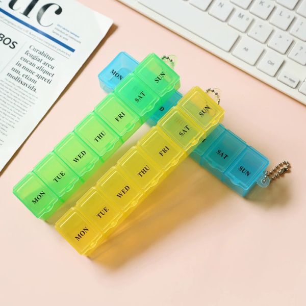 Custom Logo Weekly 7 Days Travel Daily Pill Case Portable Medicine Organizer Food Grade PP Child-Resistant Multicolor Pill Box