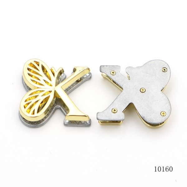 Gold Glossy Metal Logo Tag Butterfly Custom Metal Logo Plate 18mm