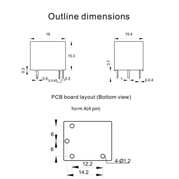 4 диэлектрик реле 0.36mW Pin SPST 5V 10 Amp выдерживает 2.5kv RD-105DM-A