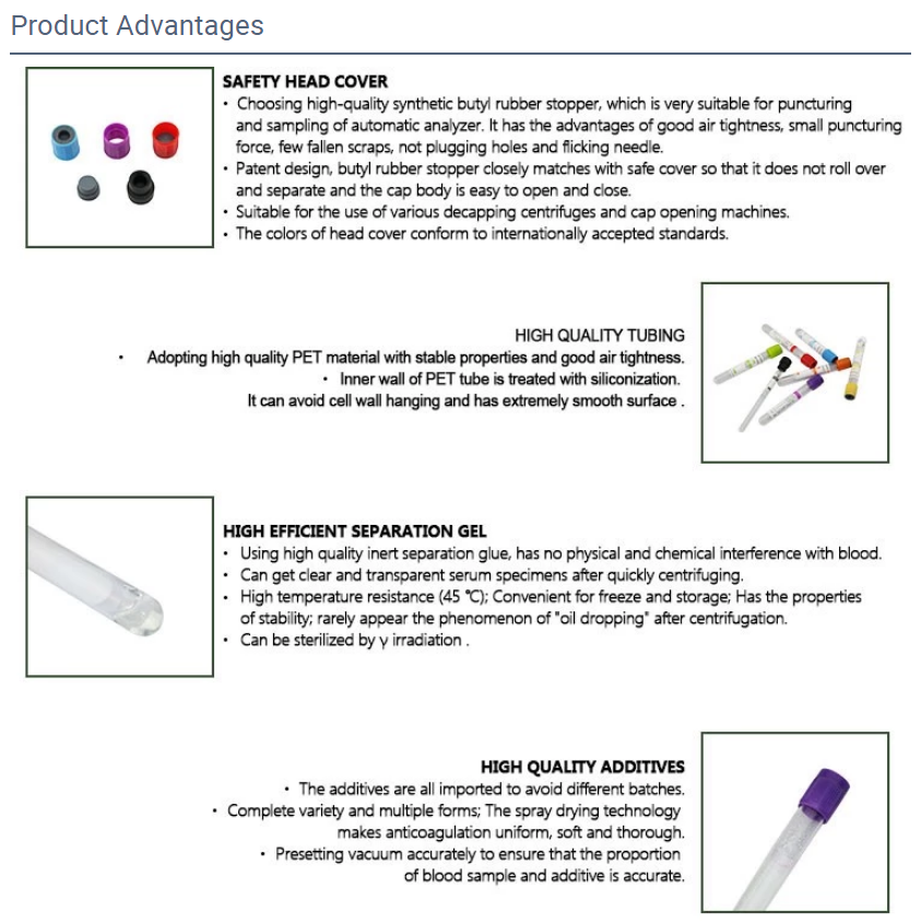 Sterile Vacuum Blood Collection Tube , PET Glass Blood Collection Tubes