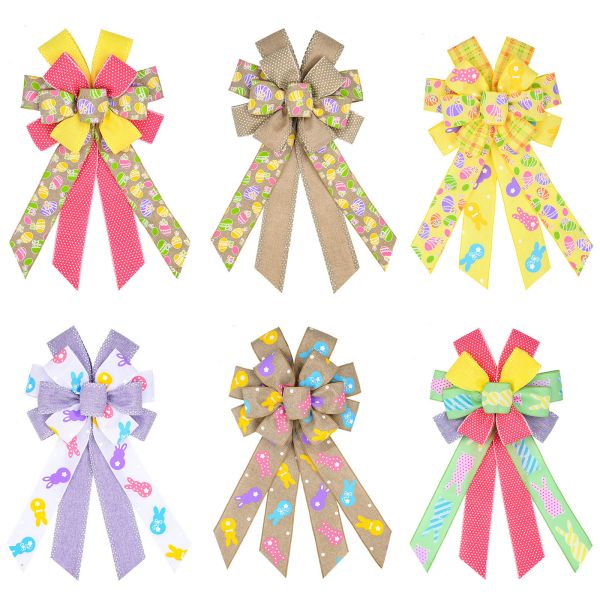 Cute Cartoon Egg And Rabbit Easter Ribbon Bow For Festival Decoration