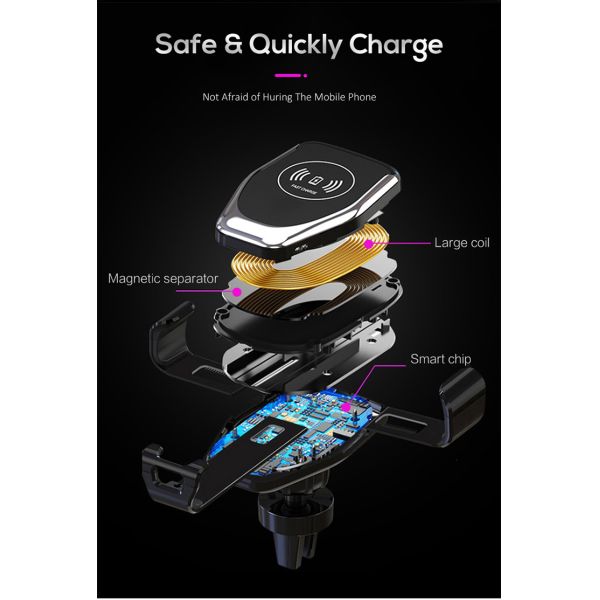 Portable Type C QI Standard 10W Smart Sensor Phone Holder