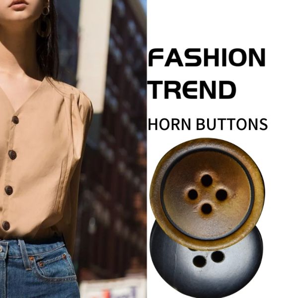 Professional Horn Buttons Custom Vintage Natural 4 Holes High - Grade Shirt & Trench Coat